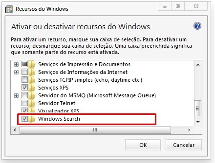 Desinstalando Windows Search