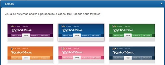 Novos temas para o Yahoo! Mail.