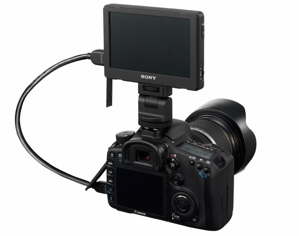Visor LCD de alta definição acoplado à câmera DSLR.