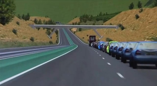 Platooning: vários carros em comboio e guiados automaticamente por um carro-chefe. Fonte da imagem: Reprodução.