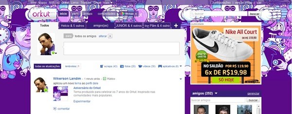 Visual do novo tema do Orkut