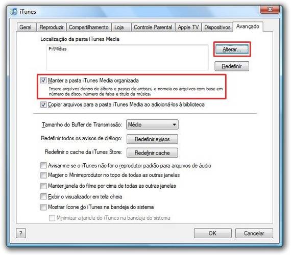 Selecione as opções indicadas