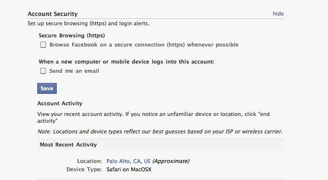 Ativar HTTPS para navegar no Facebook