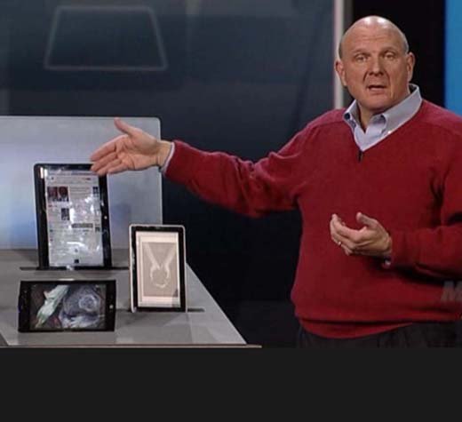 Steve Ballmer apresenta protótipo de tablet na CES 2010.
