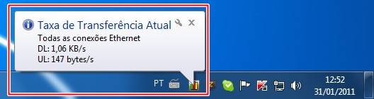 Exibição das taxas pelo NetWorx.