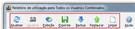 Detalhe da barra de botões.