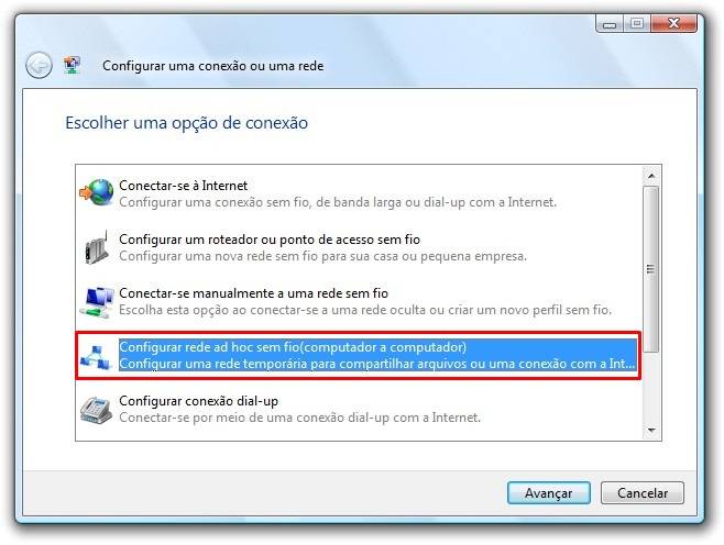 Configurar uma rede ad hoc