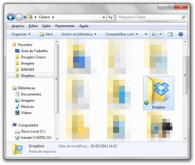 Dropbox dentro do Windows Explorer