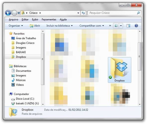 Dropbox dentro do Windows Explorer