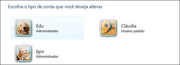 Exibição das contas criadas.