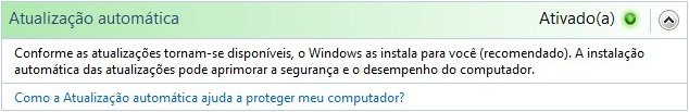 Configurações de Atualizações da Central.