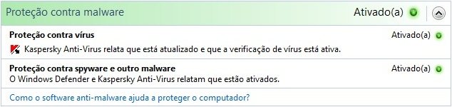 Configurações de Malwares da Central.