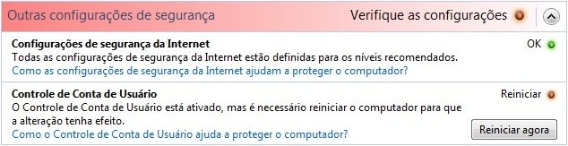 Outras Configurações de Segurança da Central.