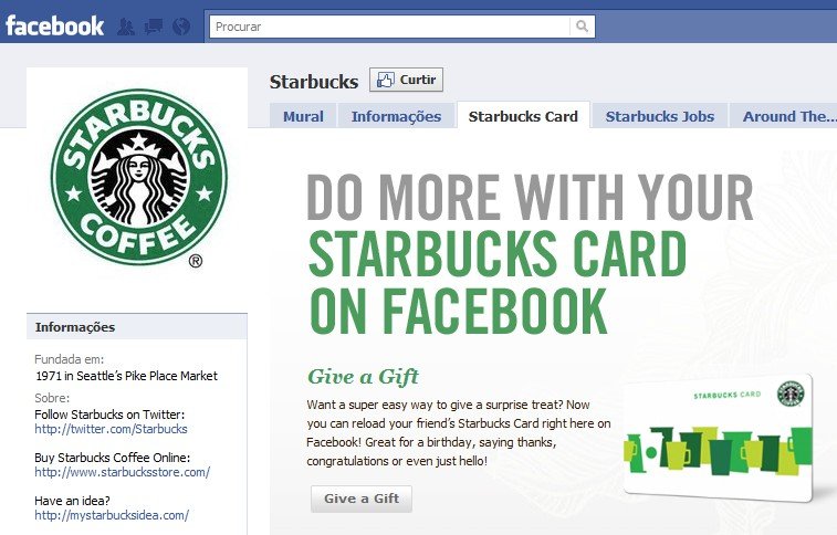 Página do Starbuck, uma das mais acessadas