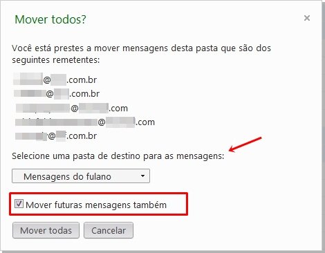 Direcionando para as pastas do Hotmail