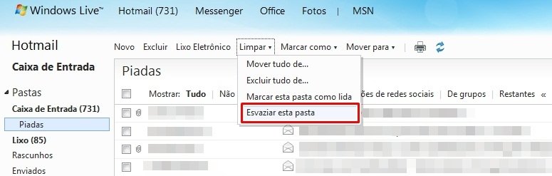 Ferramenta Limpar do Hotmail