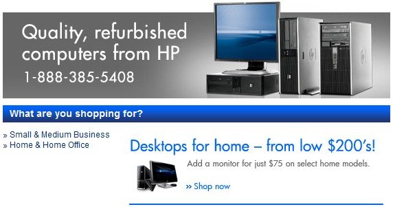 HP possui um site especial para produtos refurbished