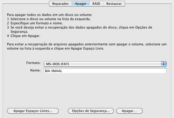 Formatação no Mac