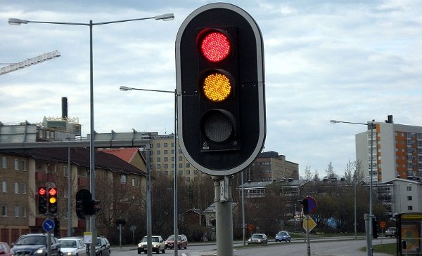 Semáforo de LEDs utilizado na Suécia