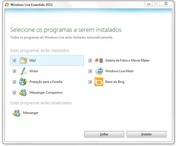 Instalador do Live Essentials