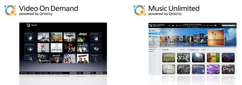 Qriocity ofere streaming de música e vídeos.