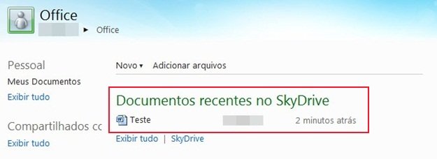 Documentos no SkyDrive