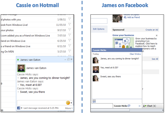 Converse com os amigos do Facebook no Hotmail