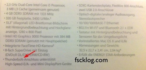 Imagem mostra prováveis configurações do MacBook Pro