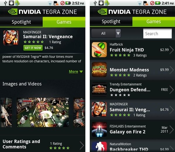 Tegra Zone já está disponível no Android Market