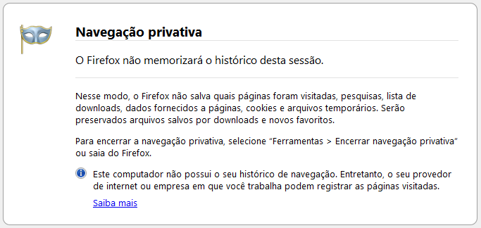 Navegação Privativa no Firefox