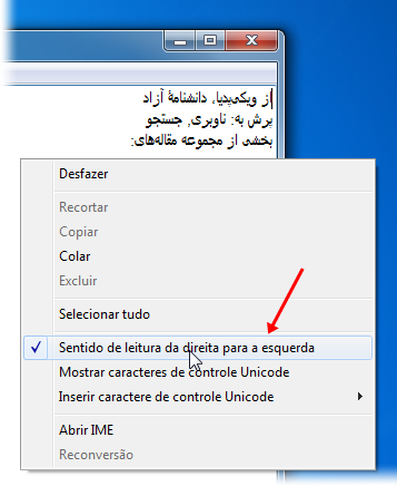 Leia no sentido contrário usando o Bloco de notas