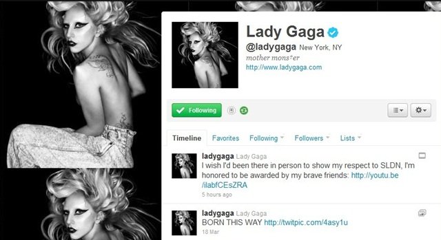 Twitter oficial da Lady Gaga