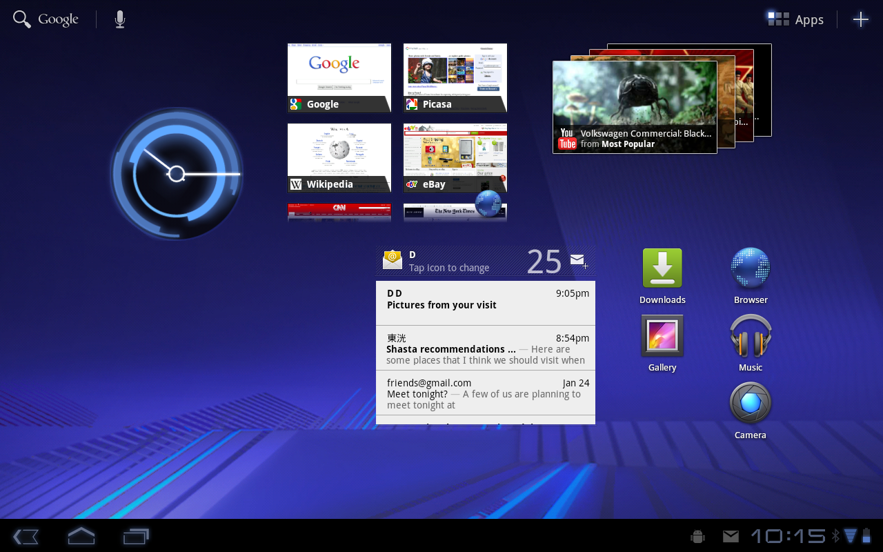 Screenshot do novo Android 3.0