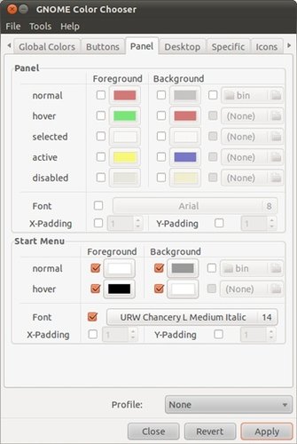 Interface do Gnome Color Chooser