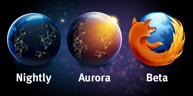 Novos ícones das fases de desenvolvimento do Firefox