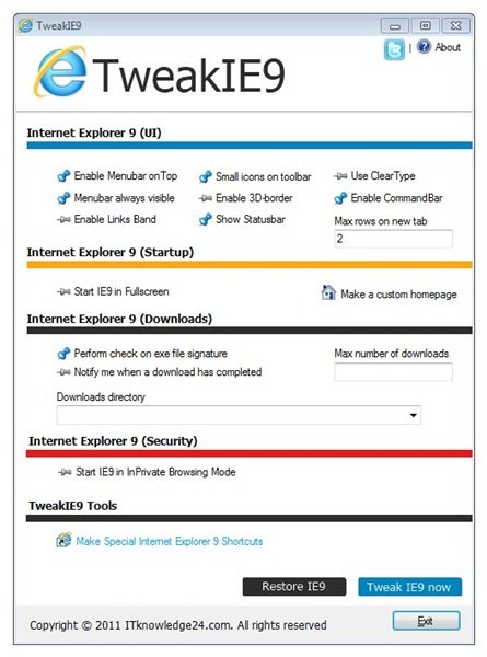 Personalize itens do Internet Explorer 9