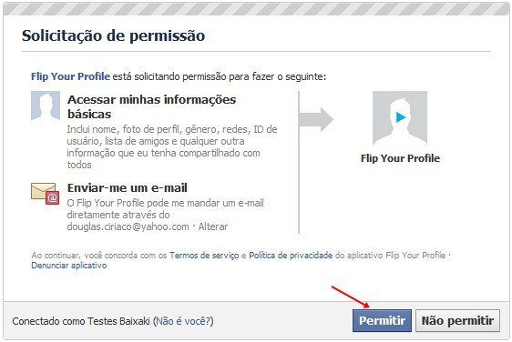 Autorize o acesso do Flip Your Profile à sua conta