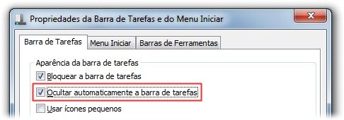 Ocultando a Barra de tarefas.