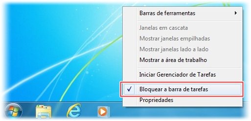 Desbloqueando a Barra de tarefas.